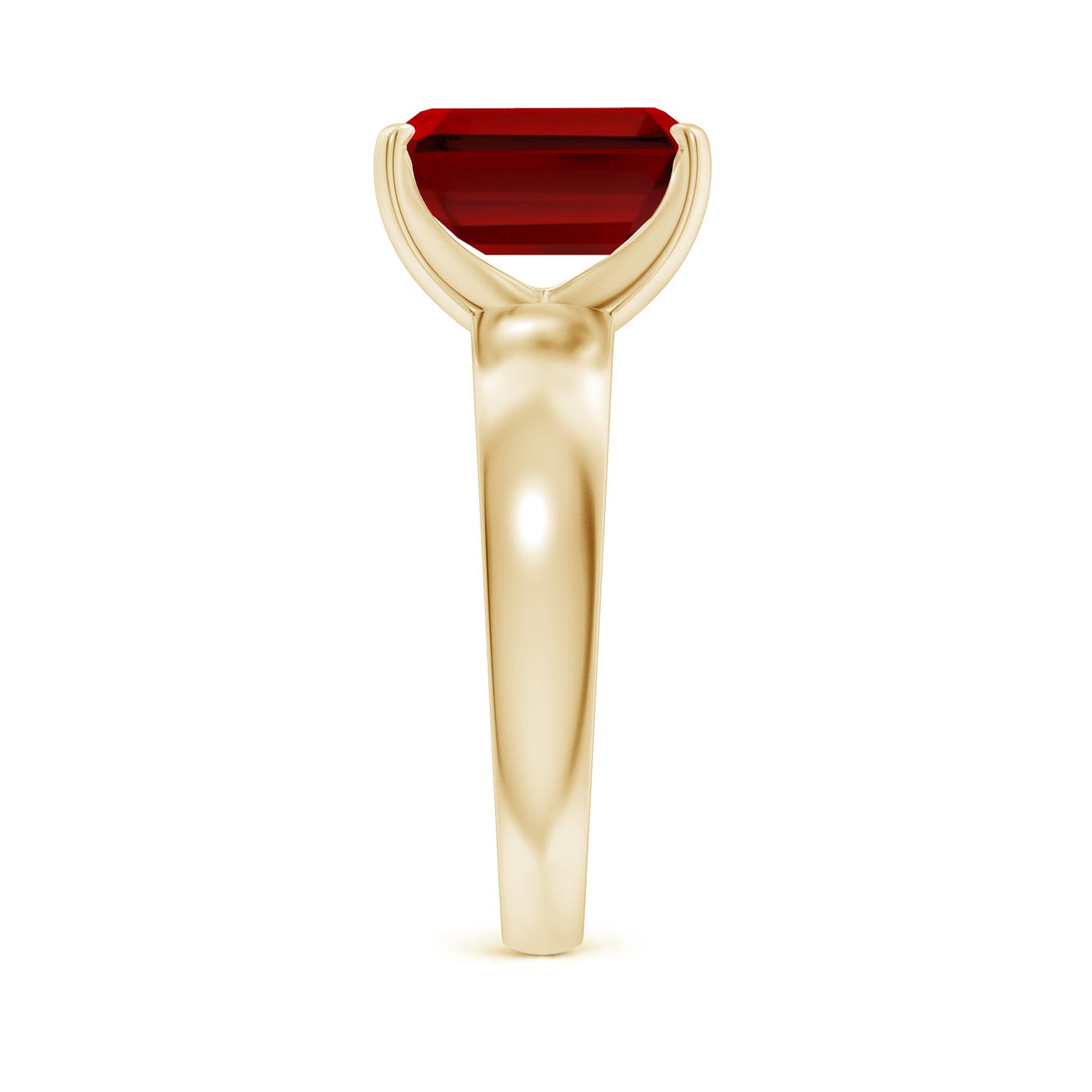 Lab-Grown Prong-Set Emerald-Cut Ruby Solitaire Engagement Ring