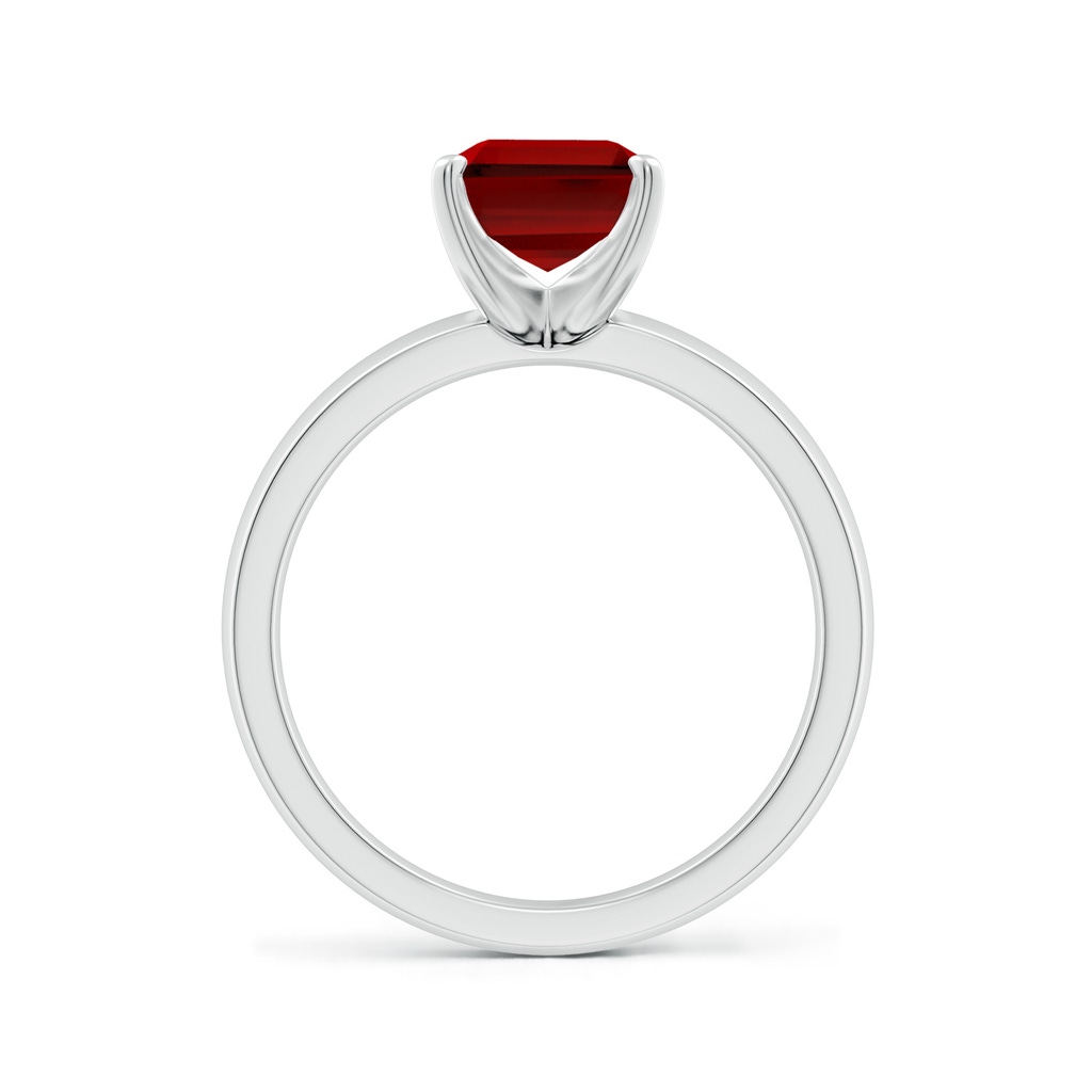 9x7mm Labgrown Lab-Grown Prong-Set Emerald-Cut Ruby Solitaire Engagement Ring in White Gold - side 199