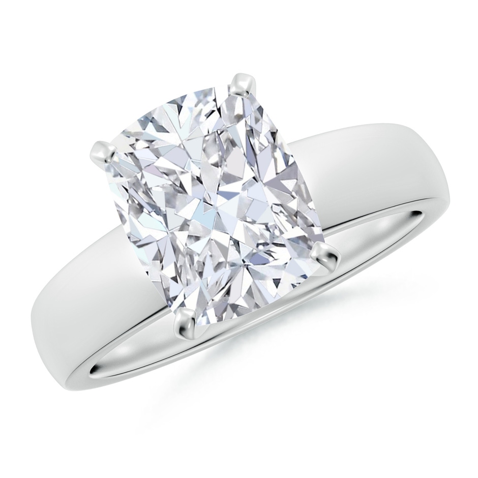 10x7.5mm FGVS Lab-Grown Prong-Set Cushion Rectangular Diamond Solitaire Engagement Ring in P950 Platinum 