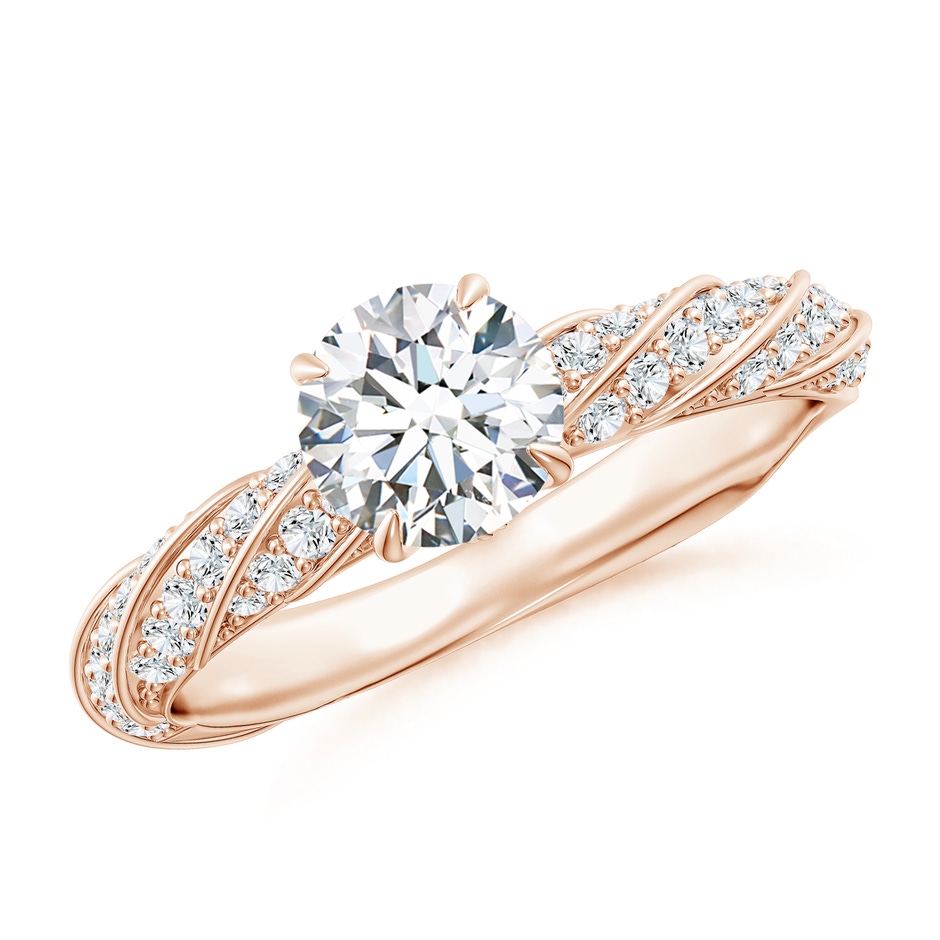 5.9mm FGVS Round Lab-Grown Diamond Twisted Rope Shank Engagement Ring in Rose Gold 