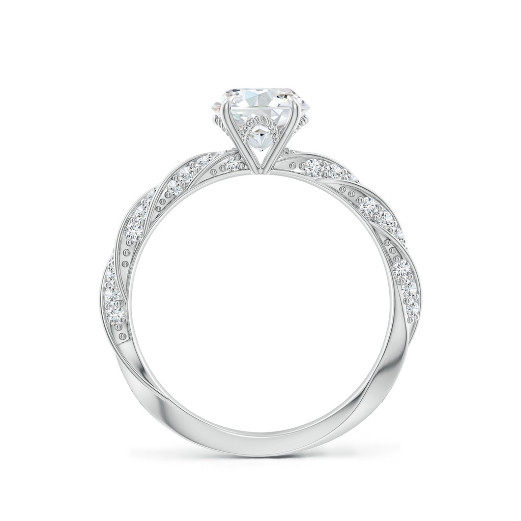 6.4mm FGVS Round Lab-Grown Diamond Twisted Rope Shank Engagement Ring in White Gold - side 199