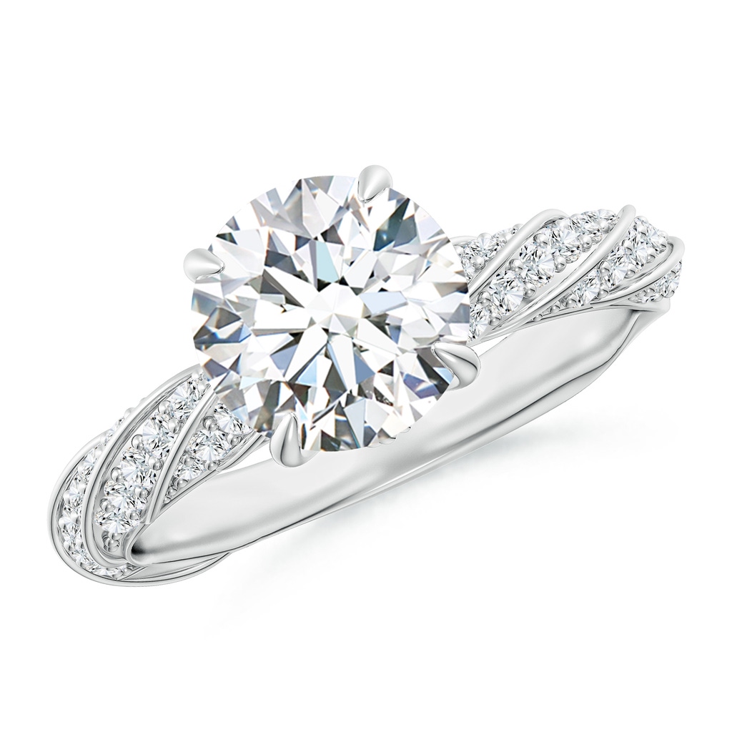 8mm FGVS Round Lab-Grown Diamond Twisted Rope Shank Engagement Ring in White Gold