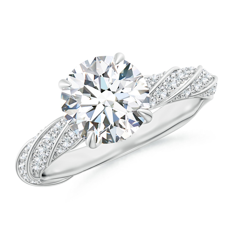 8mm FGVS Round Lab-Grown Diamond Twisted Rope Shank Engagement Ring in White Gold 