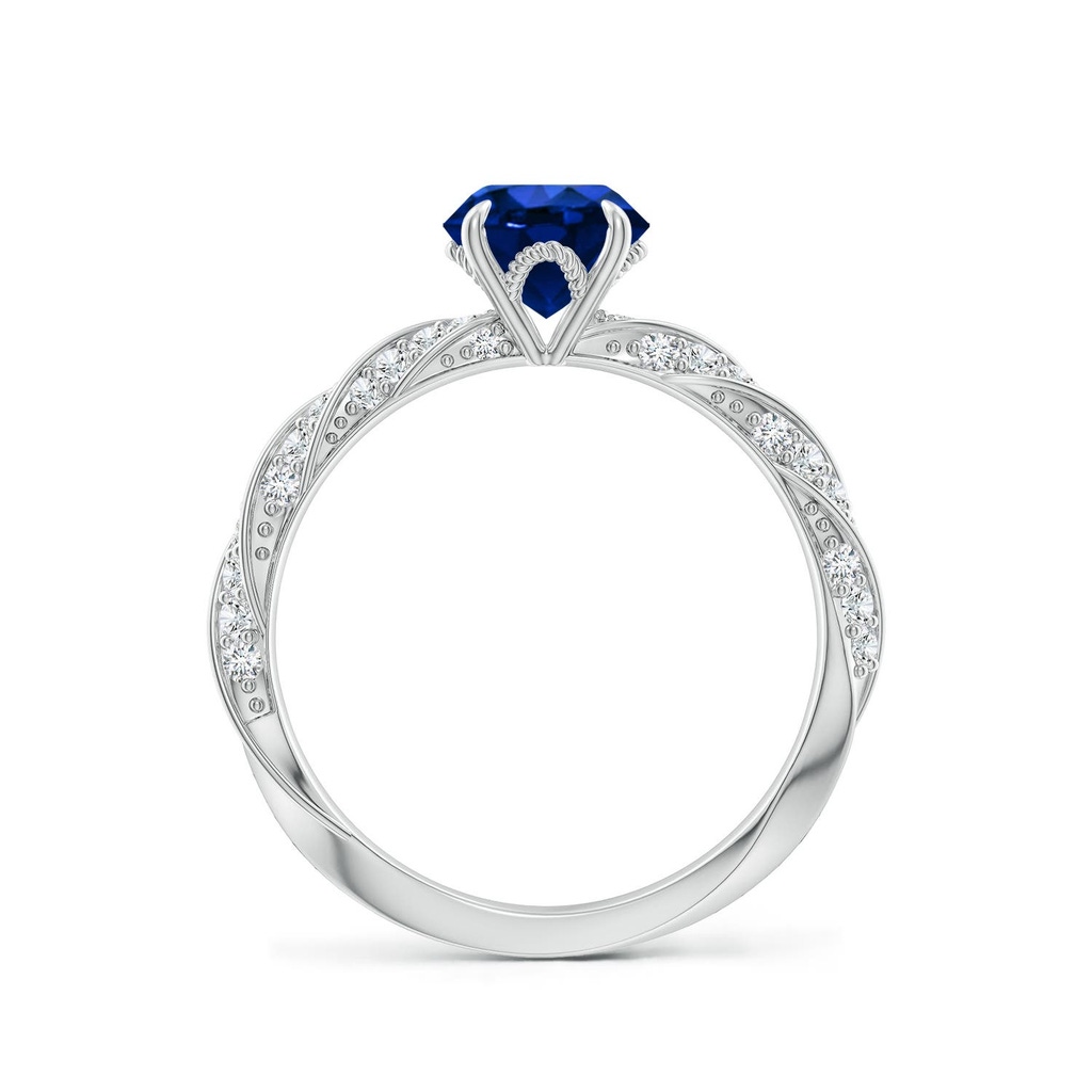 6.5mm Labgrown Round Lab-Grown Blue Sapphire Twisted Rope Shank Engagement Ring in 18K White Gold - side 199