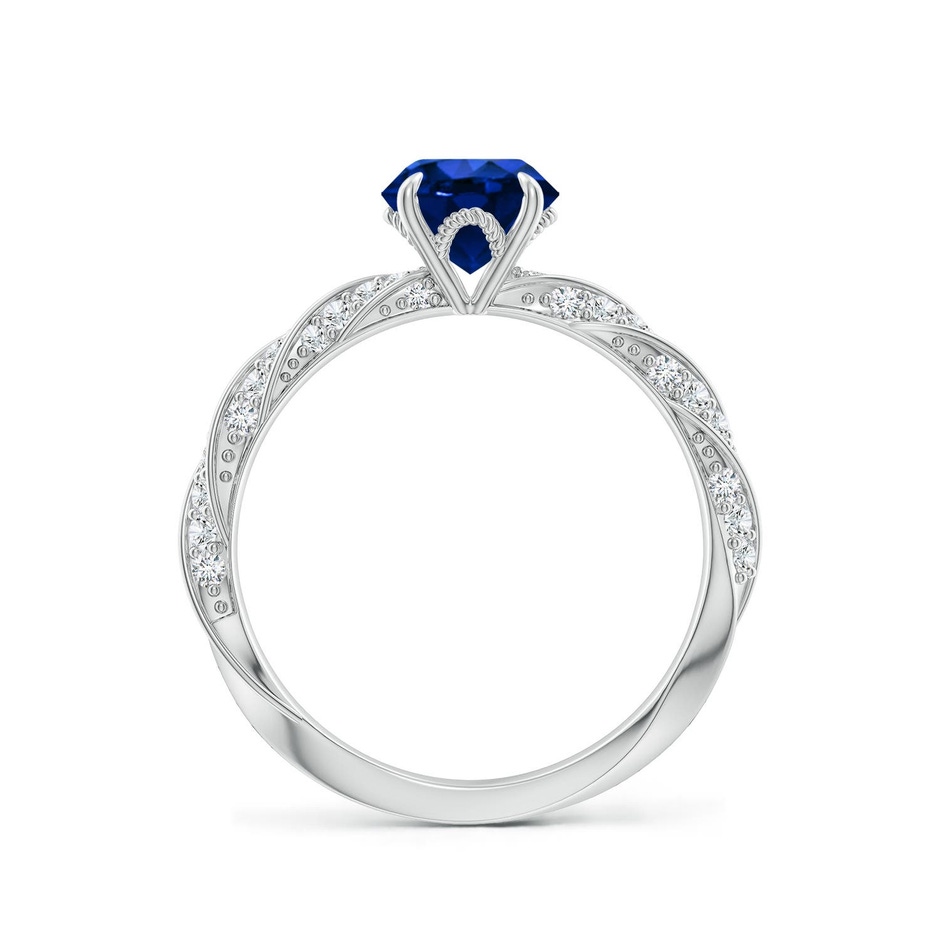 6.5mm Labgrown Round Lab-Grown Blue Sapphire Twisted Rope Shank Engagement Ring in P950 Platinum side 199
