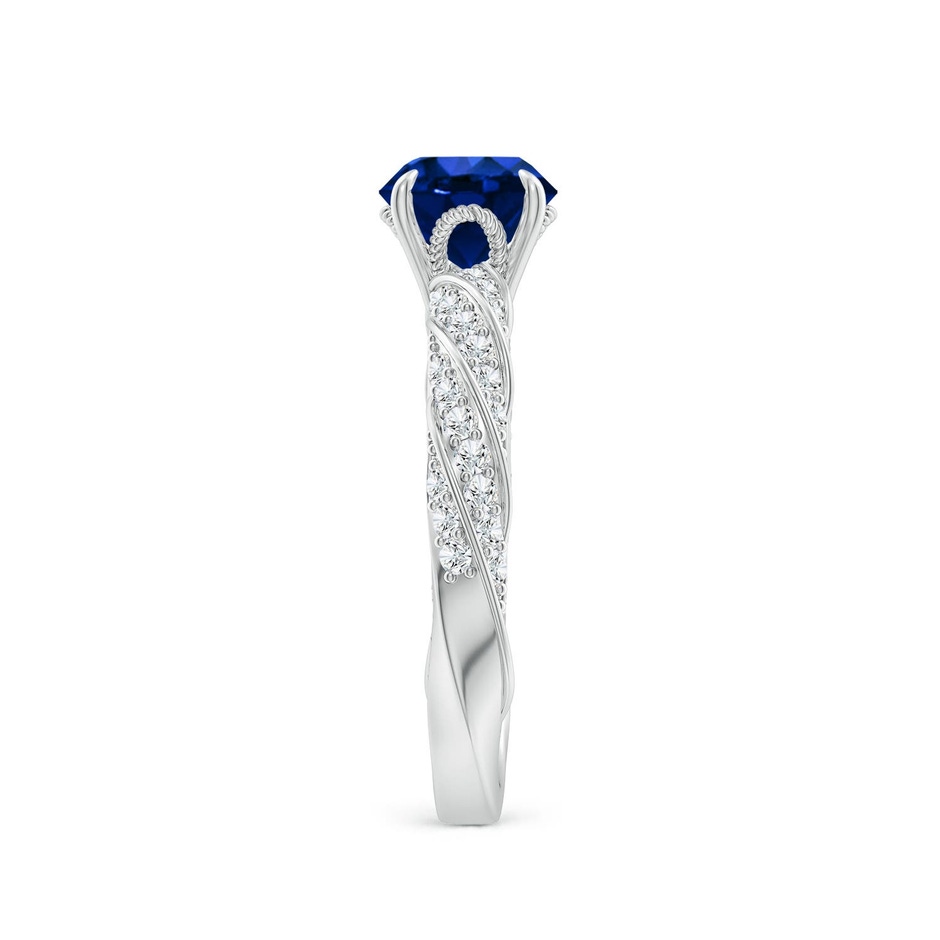 6.5mm Labgrown Round Lab-Grown Blue Sapphire Twisted Rope Shank Engagement Ring in P950 Platinum side 299
