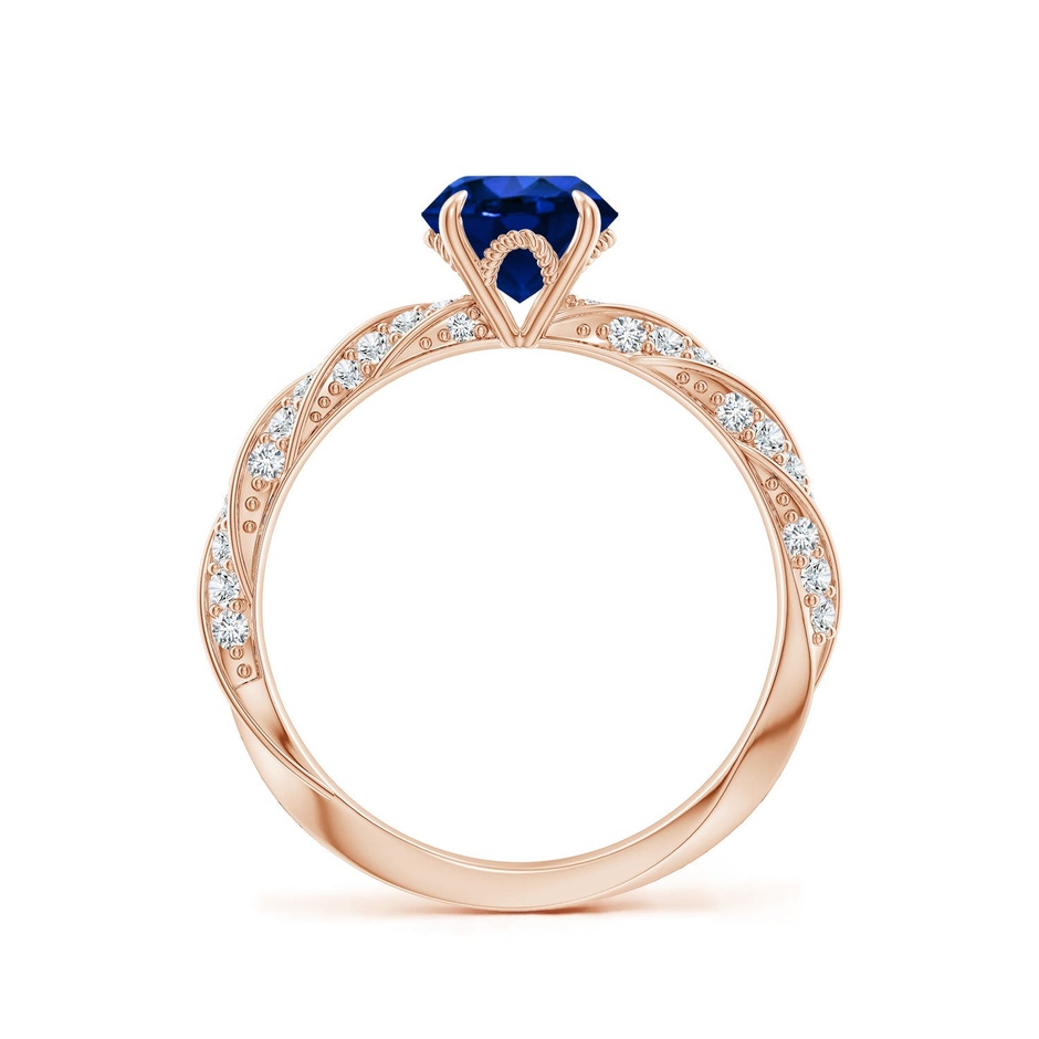 6.5mm Labgrown Round Lab-Grown Blue Sapphire Twisted Rope Shank Engagement Ring in Rose Gold side 199