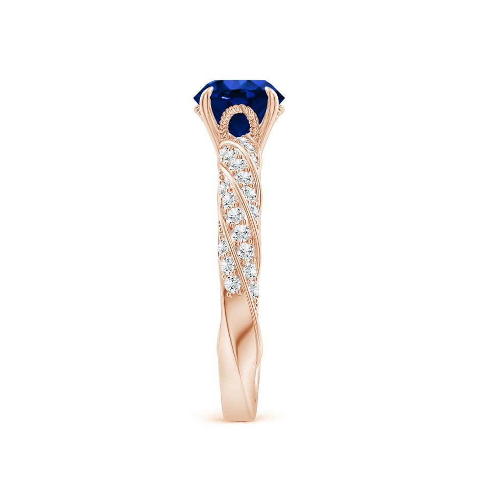 6.5mm Labgrown Round Lab-Grown Blue Sapphire Twisted Rope Shank Engagement Ring in Rose Gold side 299