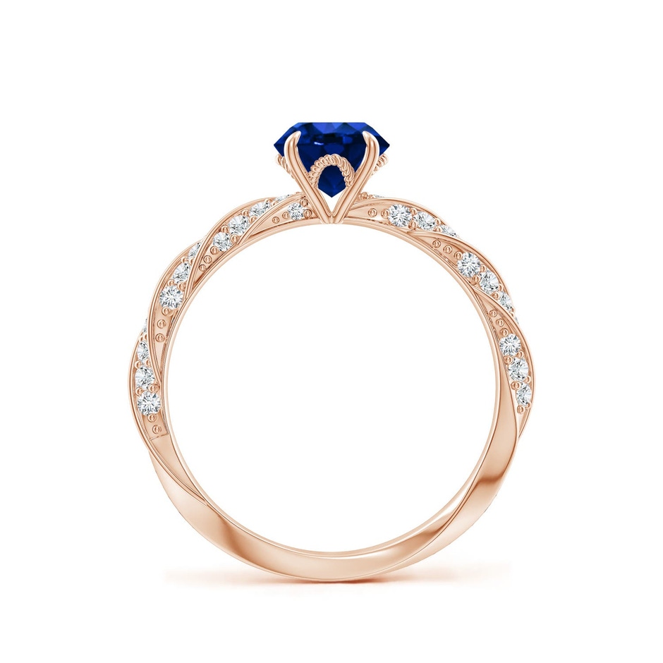 6mm Labgrown Round Lab-Grown Blue Sapphire Twisted Rope Shank Engagement Ring in 18K Rose Gold side 199