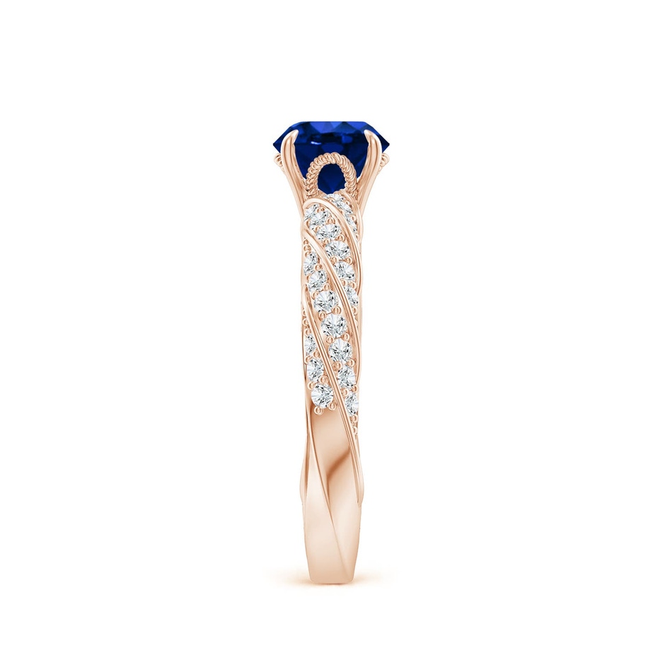 6mm Labgrown Round Lab-Grown Blue Sapphire Twisted Rope Shank Engagement Ring in 18K Rose Gold side 299