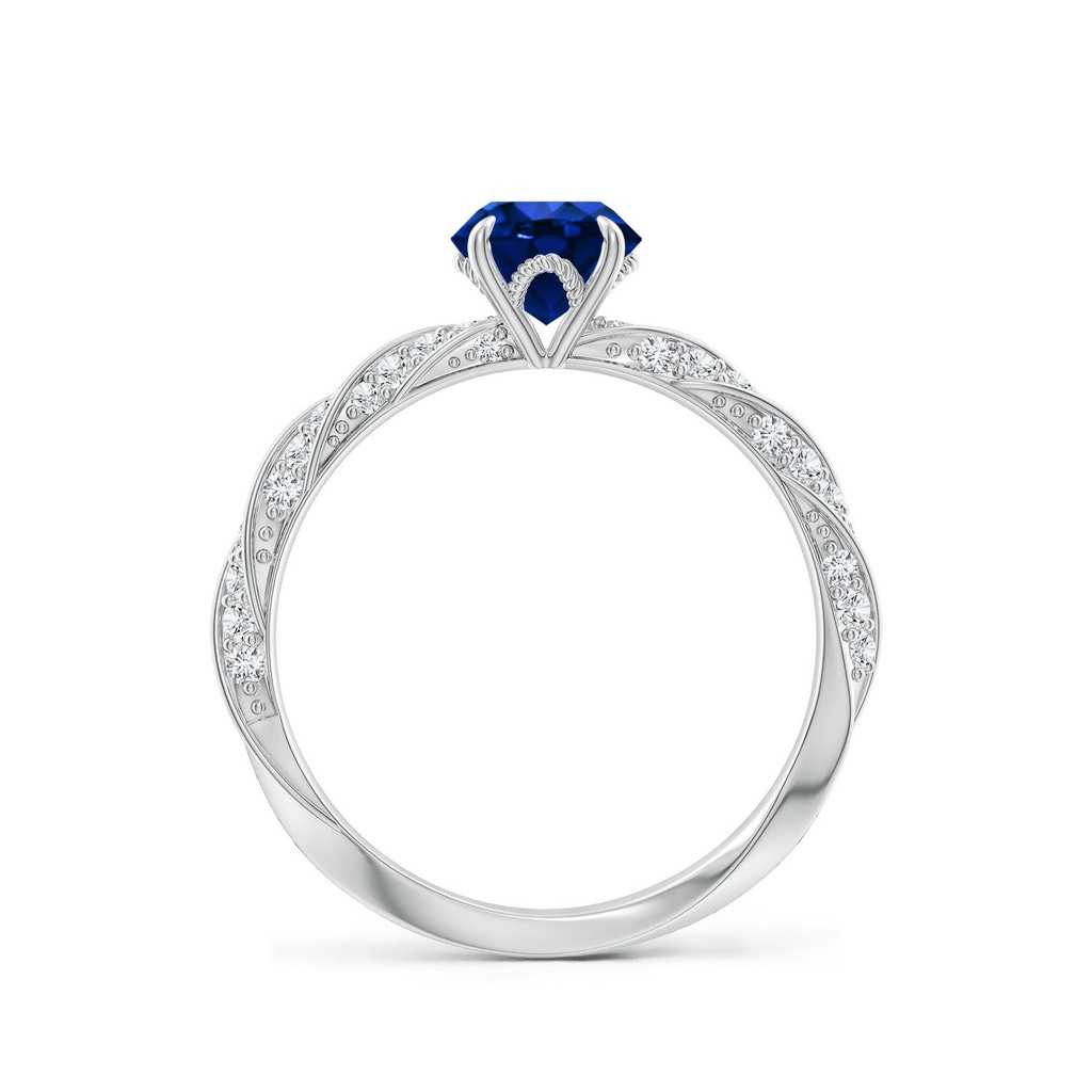 6mm Labgrown Round Lab-Grown Blue Sapphire Twisted Rope Shank Engagement Ring in P950 Platinum - side 199