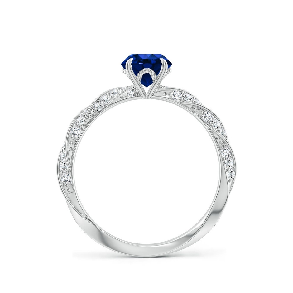 6mm Labgrown Round Lab-Grown Blue Sapphire Twisted Rope Shank Engagement Ring in P950 Platinum side 199