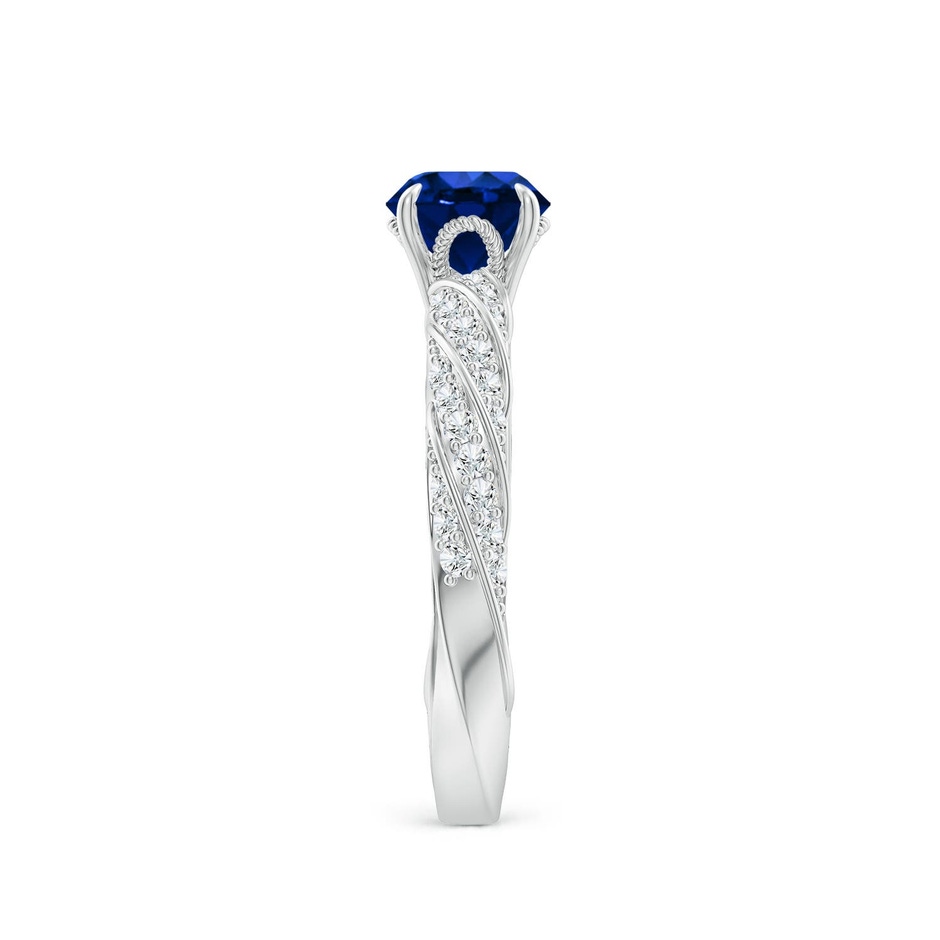 6mm Labgrown Round Lab-Grown Blue Sapphire Twisted Rope Shank Engagement Ring in P950 Platinum side 299
