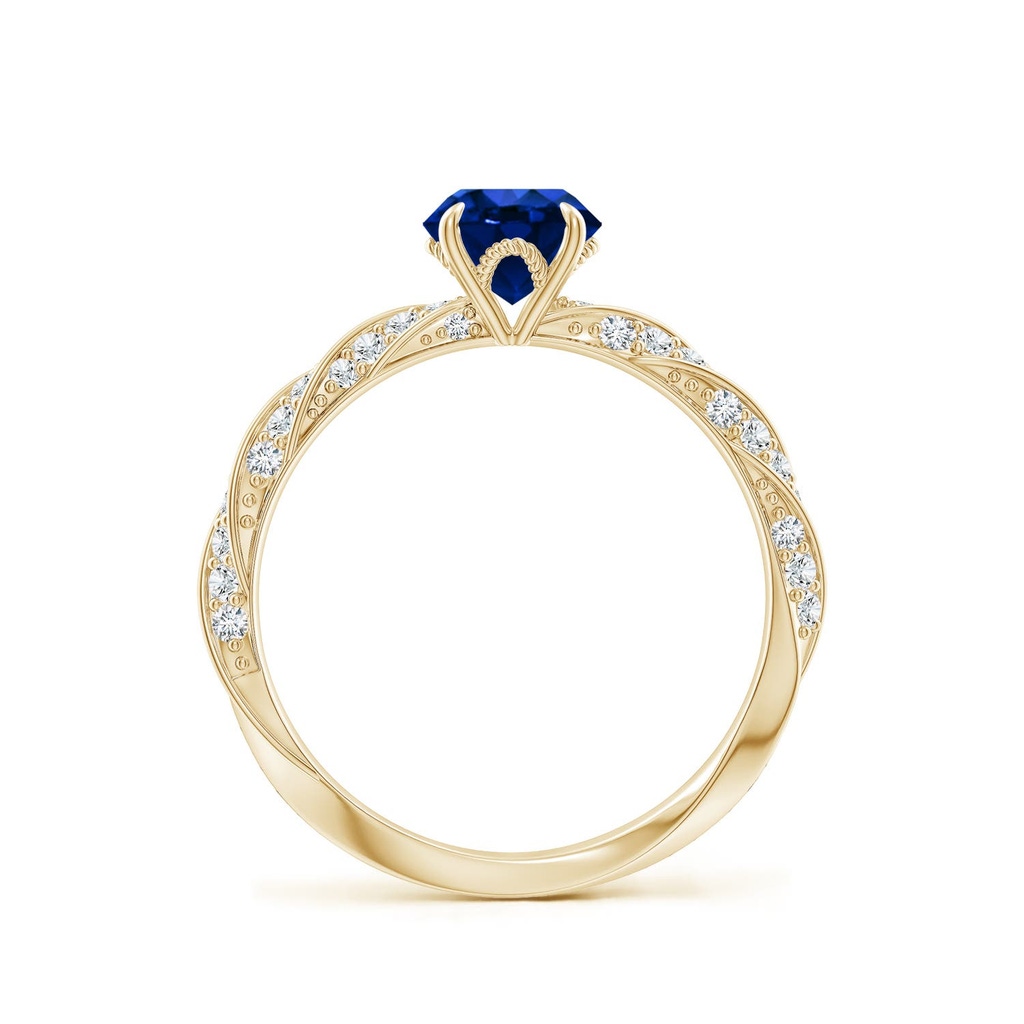 6mm Labgrown Round Lab-Grown Blue Sapphire Twisted Rope Shank Engagement Ring in Yellow Gold - side 199