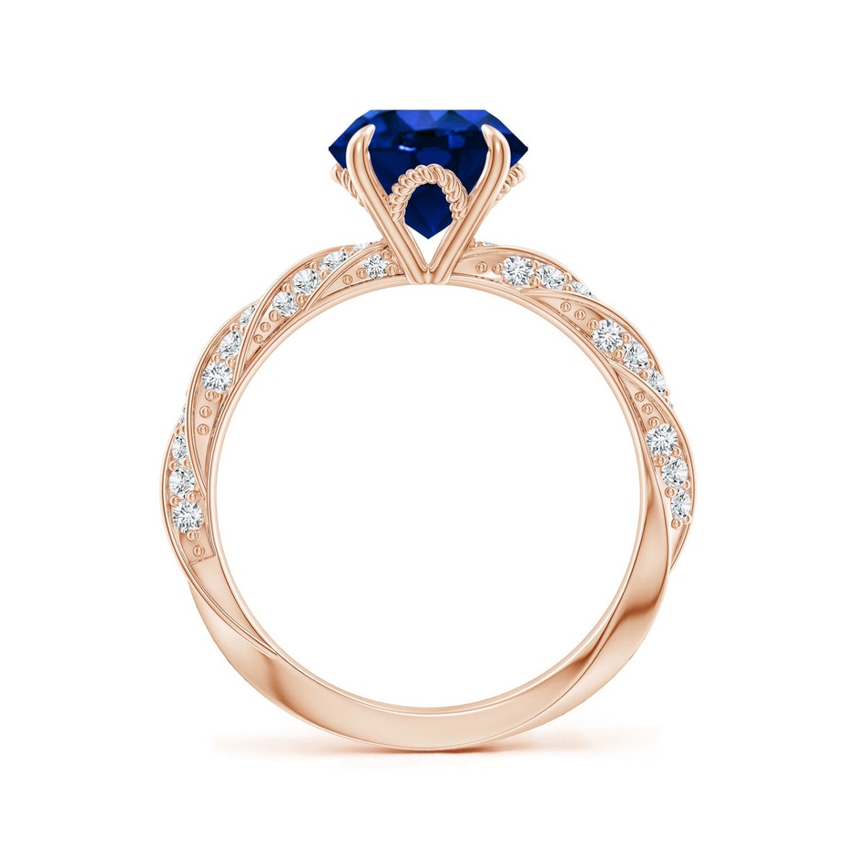 8mm Labgrown Round Lab-Grown Blue Sapphire Twisted Rope Shank Engagement Ring in 18K Rose Gold side 199