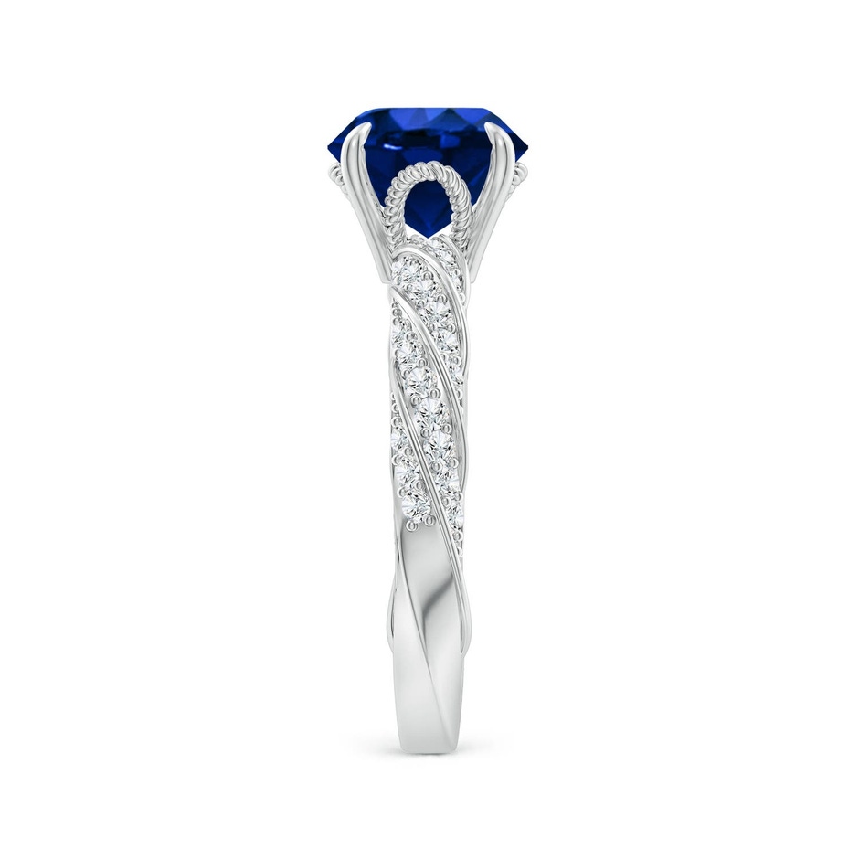 8mm Labgrown Round Lab-Grown Blue Sapphire Twisted Rope Shank Engagement Ring in 18K White Gold side 299