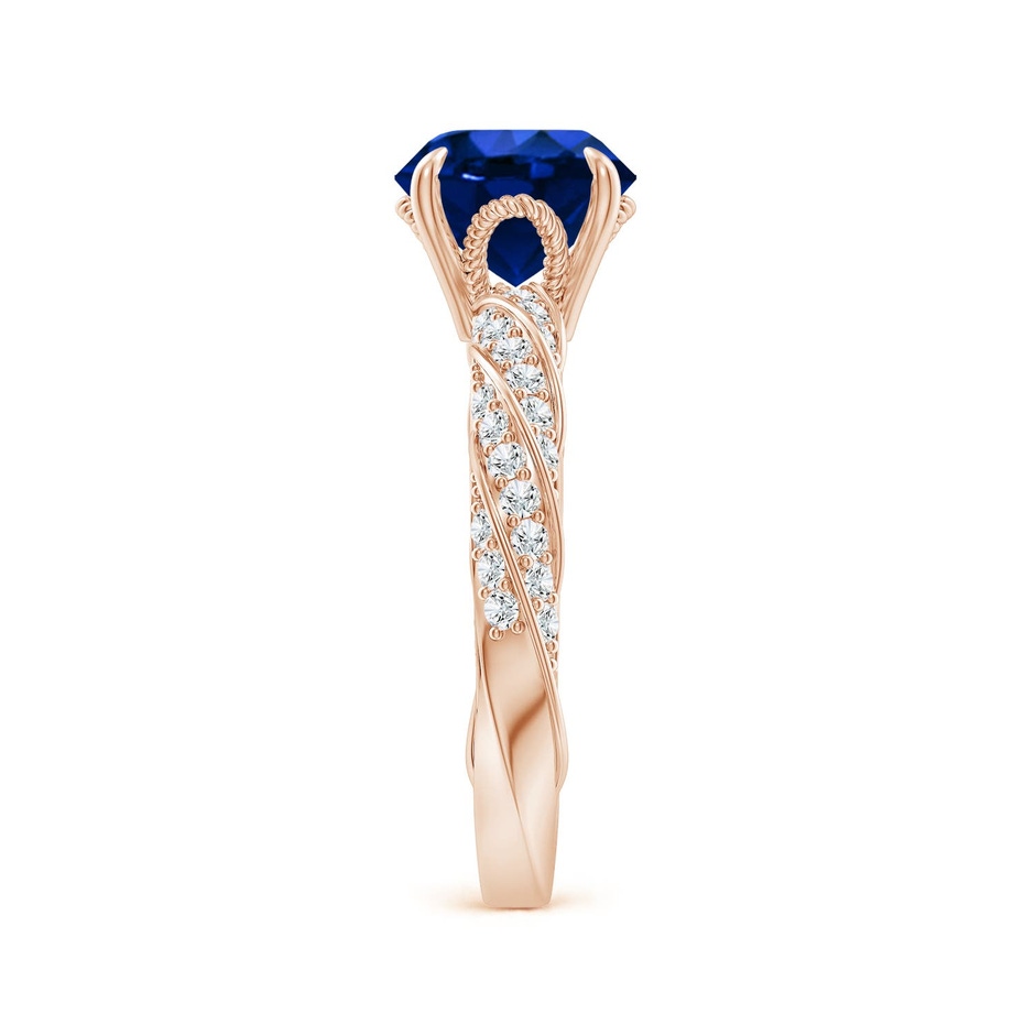 8mm Labgrown Round Lab-Grown Blue Sapphire Twisted Rope Shank Engagement Ring in Rose Gold side 299