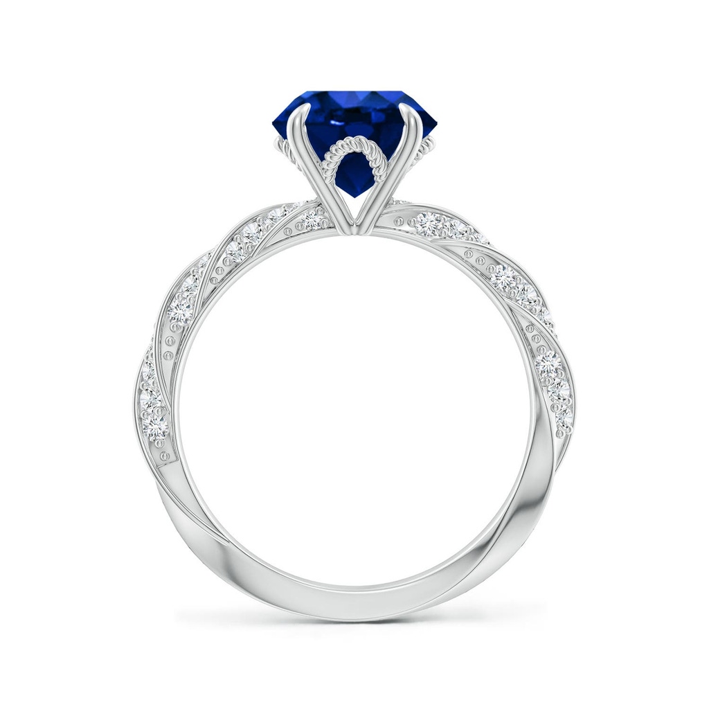 8mm Labgrown Round Lab-Grown Blue Sapphire Twisted Rope Shank Engagement Ring in White Gold - side 199