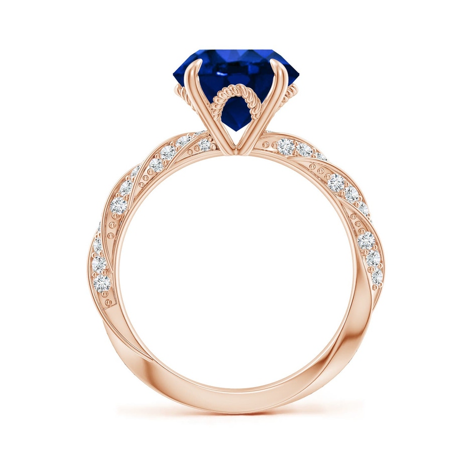 9mm Labgrown Round Lab-Grown Blue Sapphire Twisted Rope Shank Engagement Ring in Rose Gold side 199