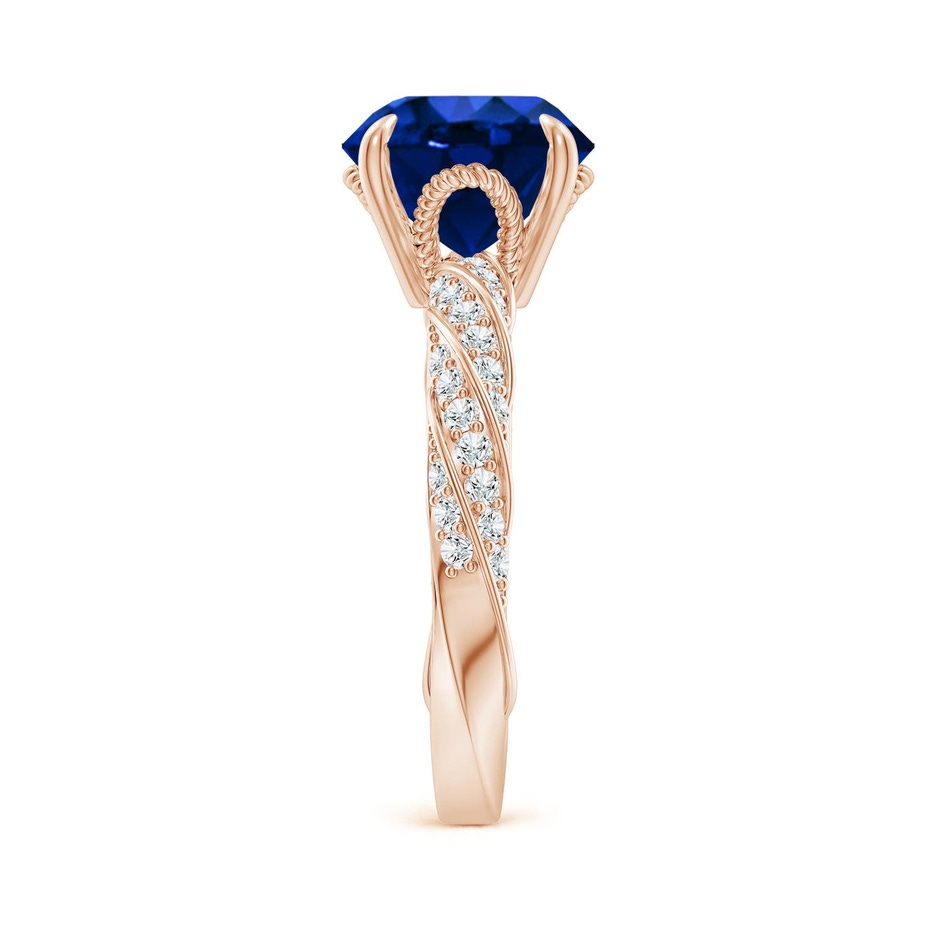 9mm Labgrown Round Lab-Grown Blue Sapphire Twisted Rope Shank Engagement Ring in Rose Gold side 299