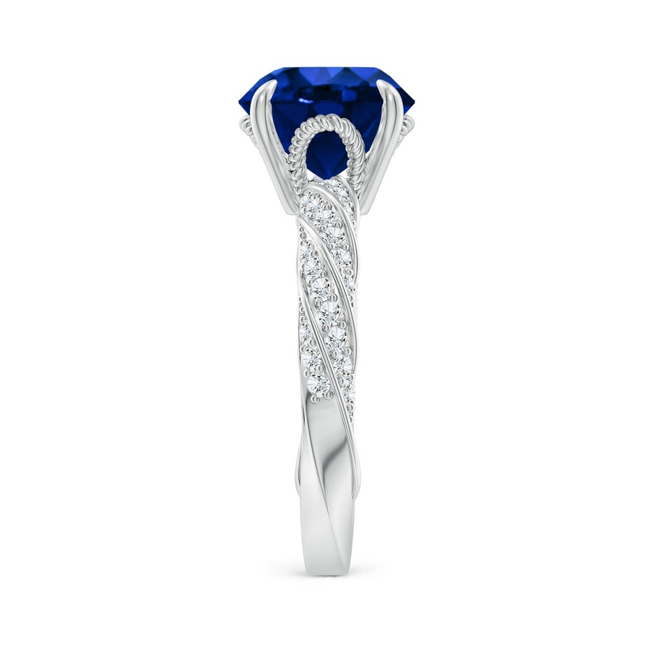 9mm Labgrown Round Lab-Grown Blue Sapphire Twisted Rope Shank Engagement Ring in White Gold side 299