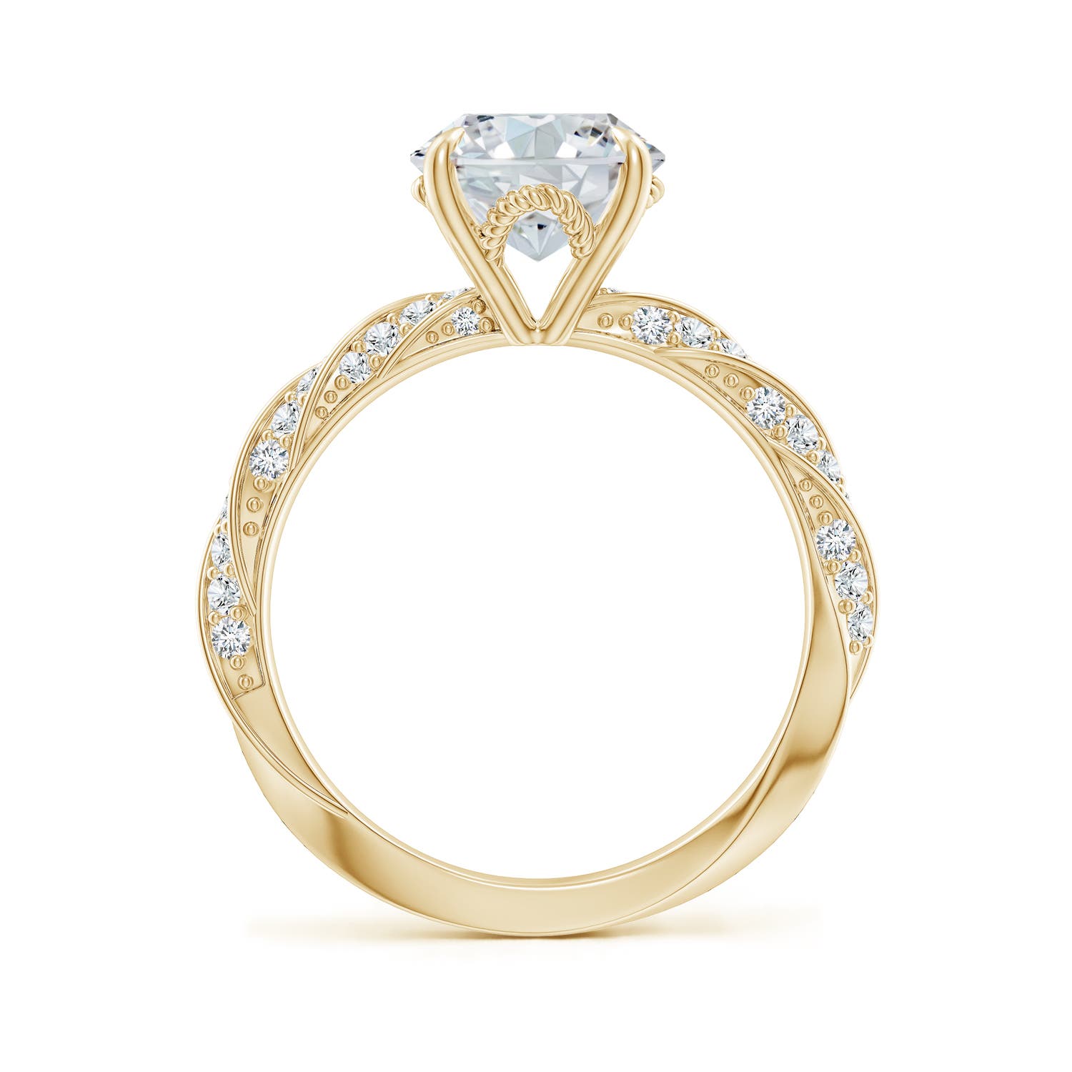 10x8mm FGVS Oval Lab-Grown Diamond Twisted Rope Shank Engagement Ring in 18K Yellow Gold