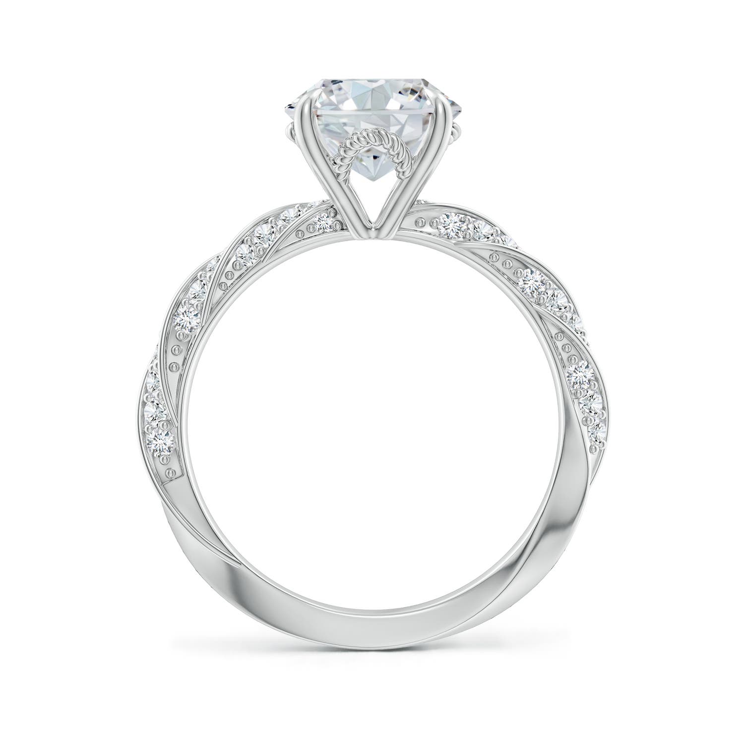 10x8mm FGVS Oval Lab-Grown Diamond Twisted Rope Shank Engagement Ring in White Gold