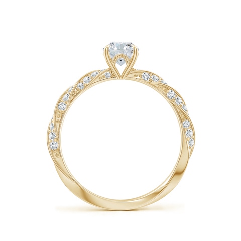 7x5mm FGVS Oval Lab-Grown Diamond Twisted Rope Shank Engagement Ring in Yellow Gold
