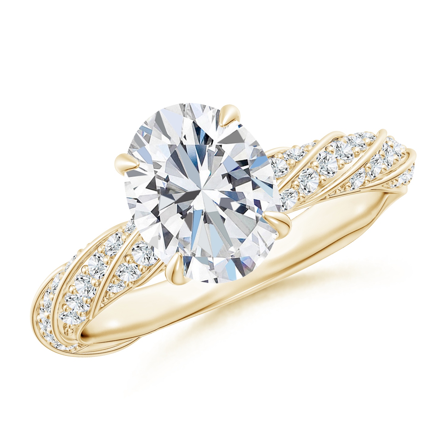 Oval Lab-Grown Diamond Twisted Rope Shank Engagement Ring