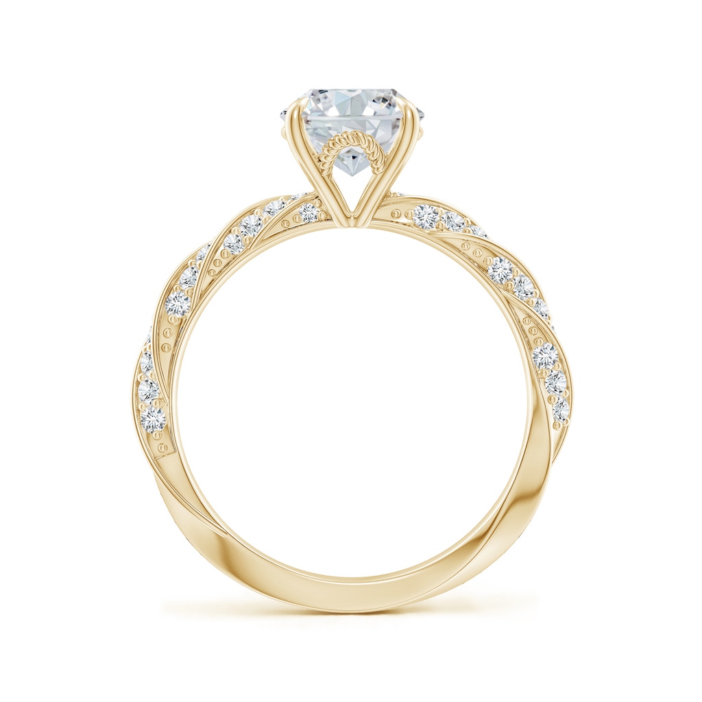 9x7mm FGVS Oval Lab-Grown Diamond Twisted Rope Shank Engagement Ring in Yellow Gold - side 199