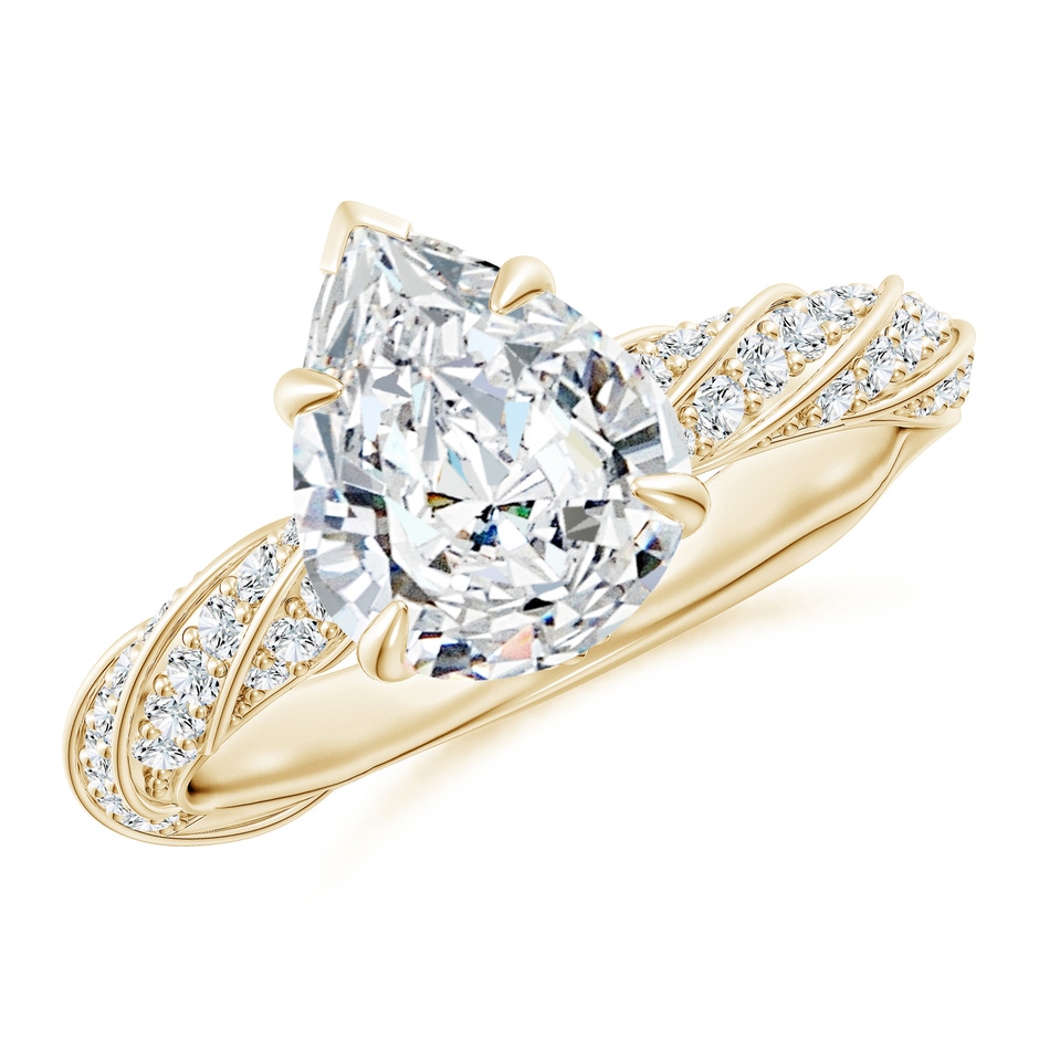 10x6.5mm FGVS Pear Lab-Grown Diamond Twisted Rope Shank Engagement Ring in Yellow Gold 