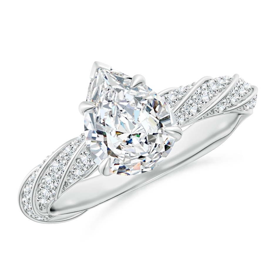 9x5.5mm FGVS Pear Lab-Grown Diamond Twisted Rope Shank Engagement Ring in White Gold 