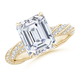 10x7mm FGVS Emerald-Cut Lab-Grown Diamond Twisted Rope Shank Engagement Ring in Yellow Gold