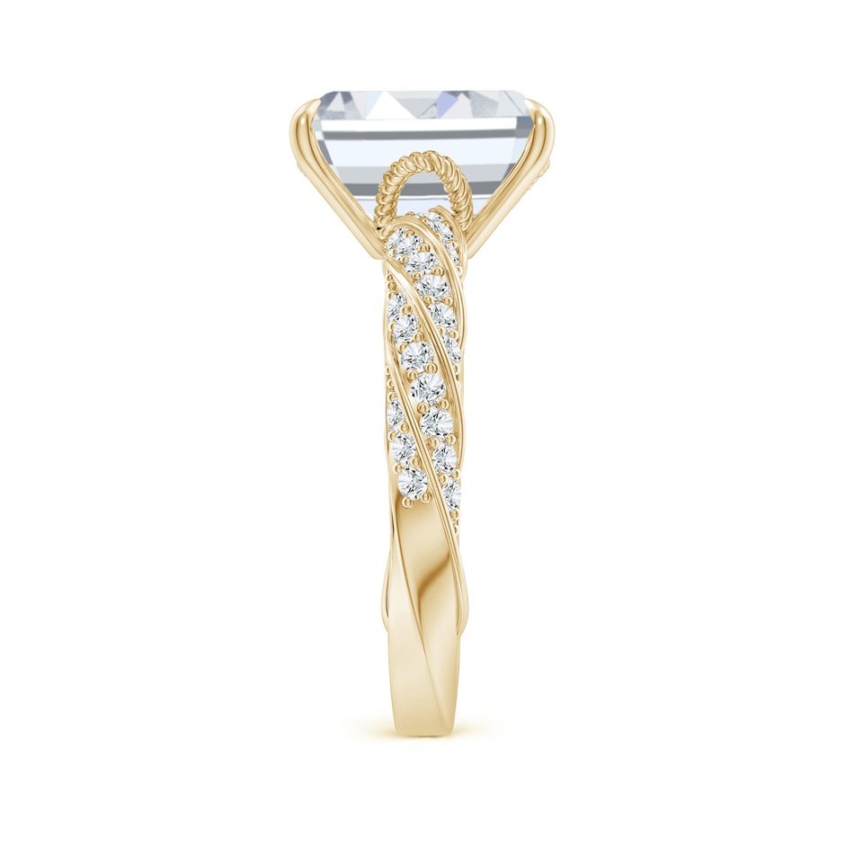 10x7mm FGVS Emerald-Cut Lab-Grown Diamond Twisted Rope Shank Engagement Ring in Yellow Gold side 299