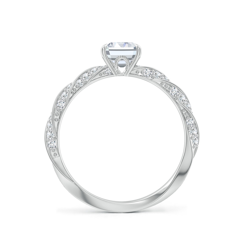 7x5mm FGVS Emerald-Cut Lab-Grown Diamond Twisted Rope Shank Engagement Ring in White Gold - side 199