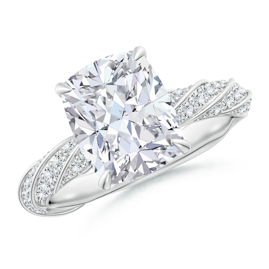 10x7.5mm FGVS Cushion Rectangular Lab-Grown Diamond Twisted Rope Shank Engagement Ring in White Gold 