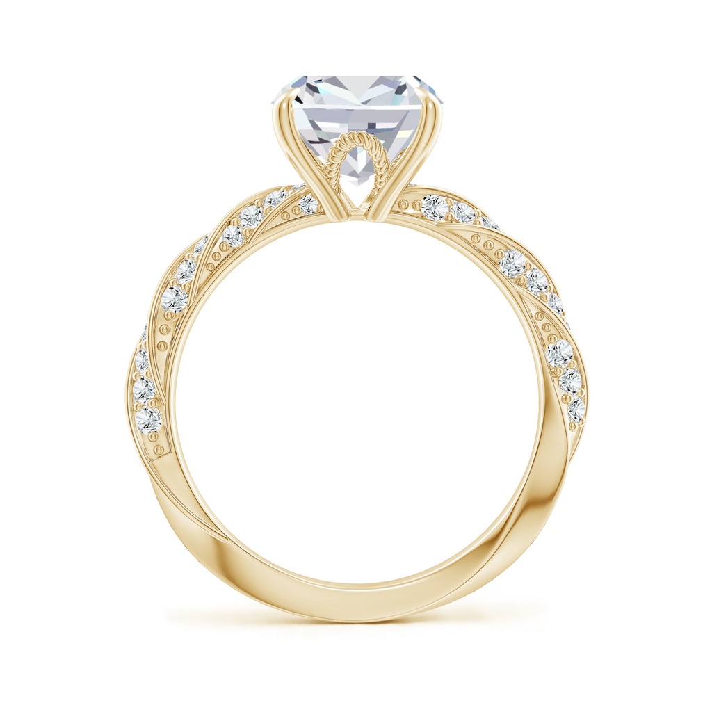 10x7.5mm FGVS Cushion Rectangular Lab-Grown Diamond Twisted Rope Shank Engagement Ring in Yellow Gold - side 199