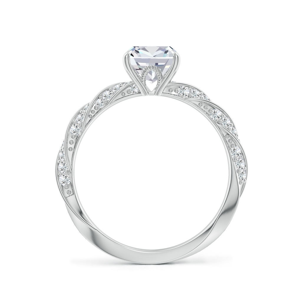 8x6mm FGVS Cushion Rectangular Lab-Grown Diamond Twisted Rope Shank Engagement Ring in White Gold - side 199