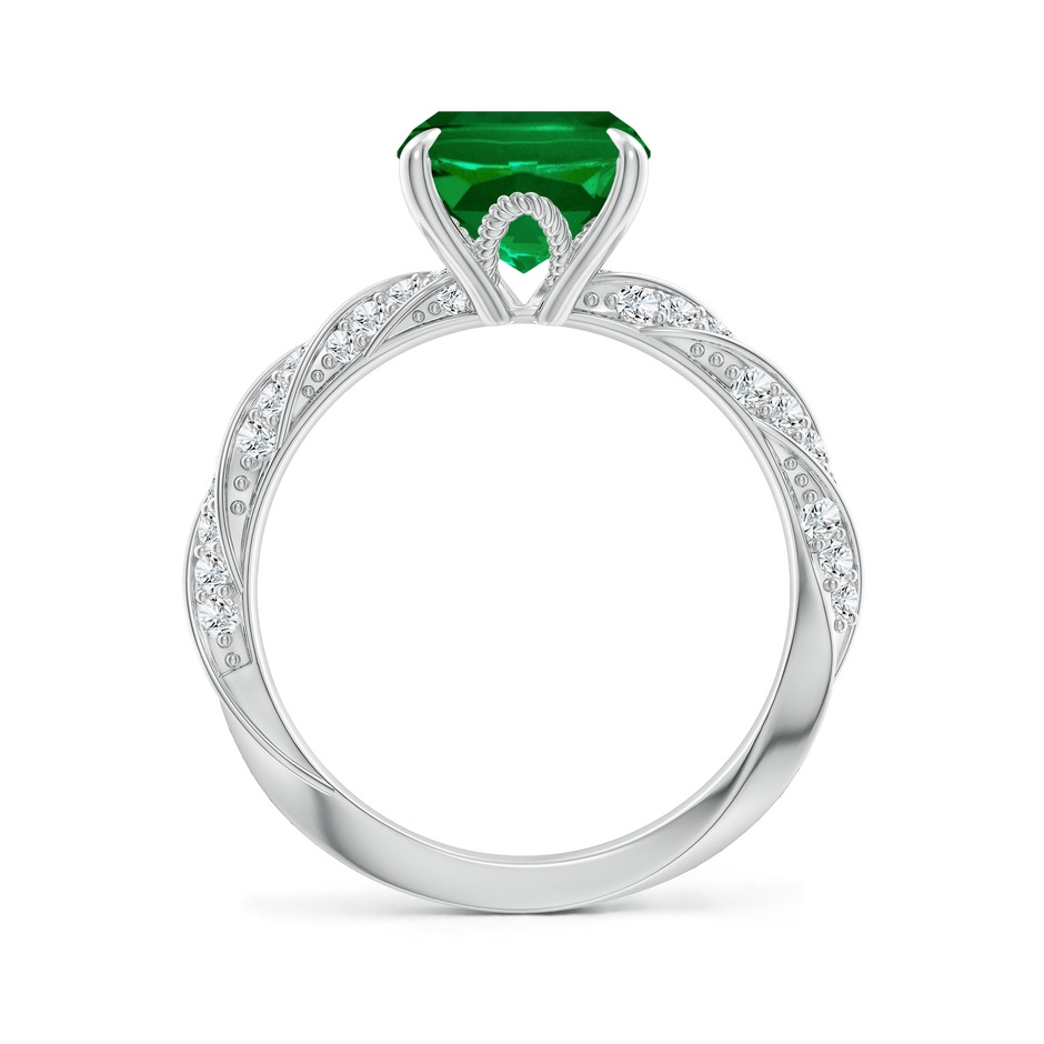 10x8mm Labgrown Cushion Rectangular Lab-Grown Emerald Twisted Rope Shank Engagement Ring in 18K White Gold side 199