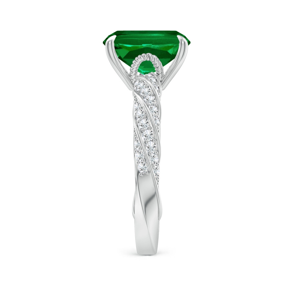 10x8mm Labgrown Cushion Rectangular Lab-Grown Emerald Twisted Rope Shank Engagement Ring in 18K White Gold side 299