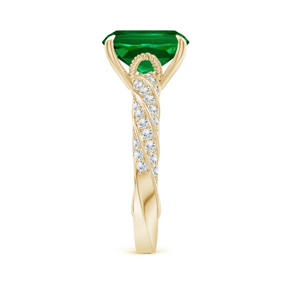 10x8mm Labgrown Cushion Rectangular Lab-Grown Emerald Twisted Rope Shank Engagement Ring in 18K Yellow Gold side 299