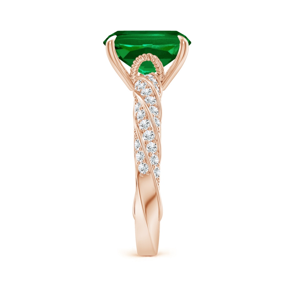 10x8mm Labgrown Cushion Rectangular Lab-Grown Emerald Twisted Rope Shank Engagement Ring in Rose Gold side 299
