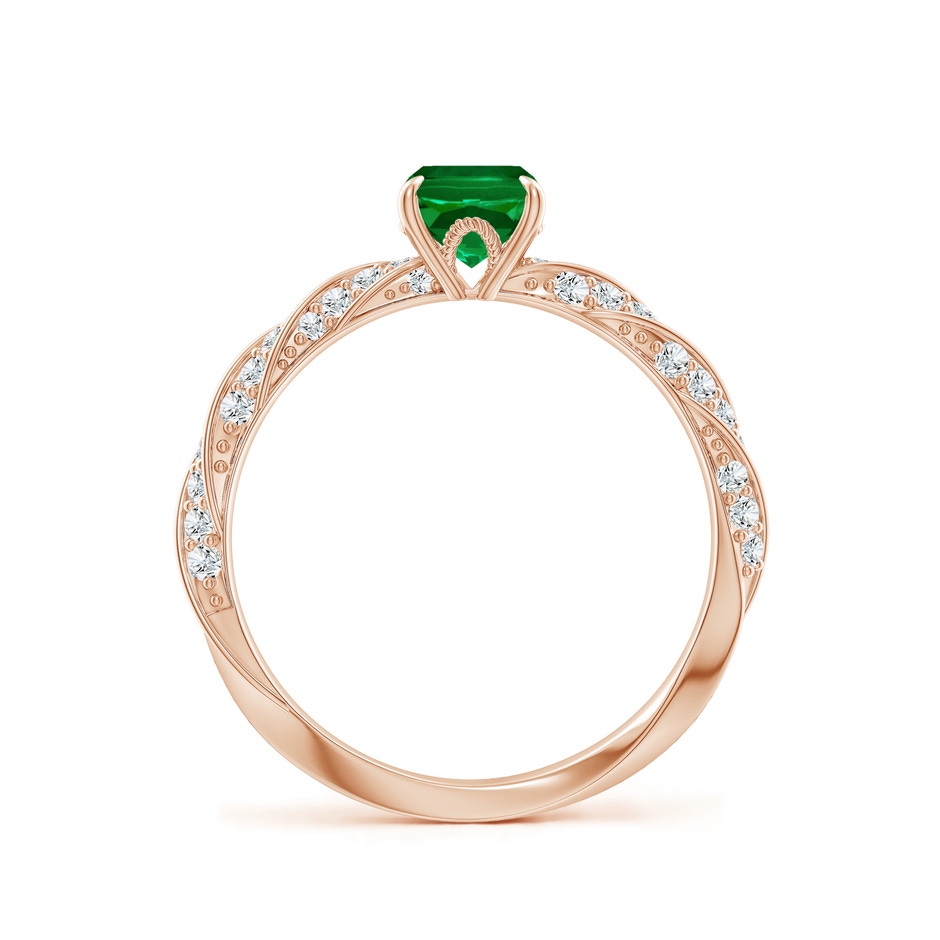 7x5mm Labgrown Cushion Rectangular Lab-Grown Emerald Twisted Rope Shank Engagement Ring in Rose Gold side 199