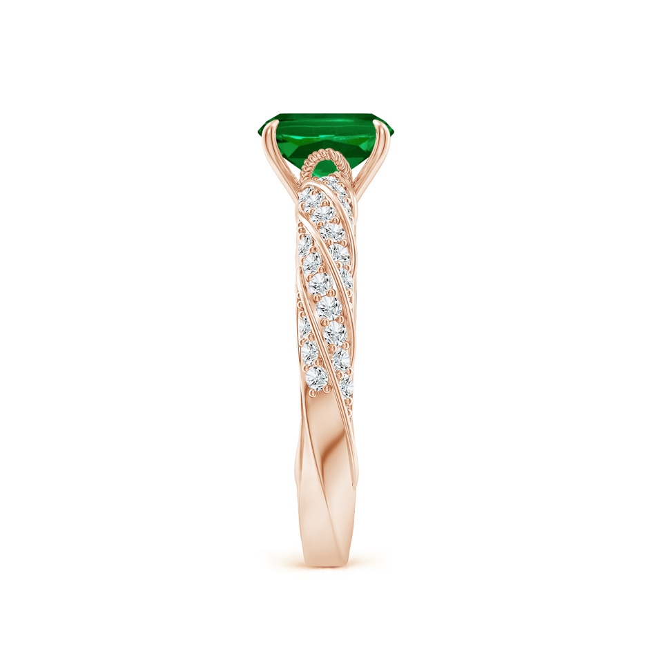 7x5mm Labgrown Cushion Rectangular Lab-Grown Emerald Twisted Rope Shank Engagement Ring in Rose Gold side 299