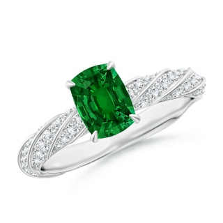 Cushion Rectangular Lab-Grown Lab Grown Emerald