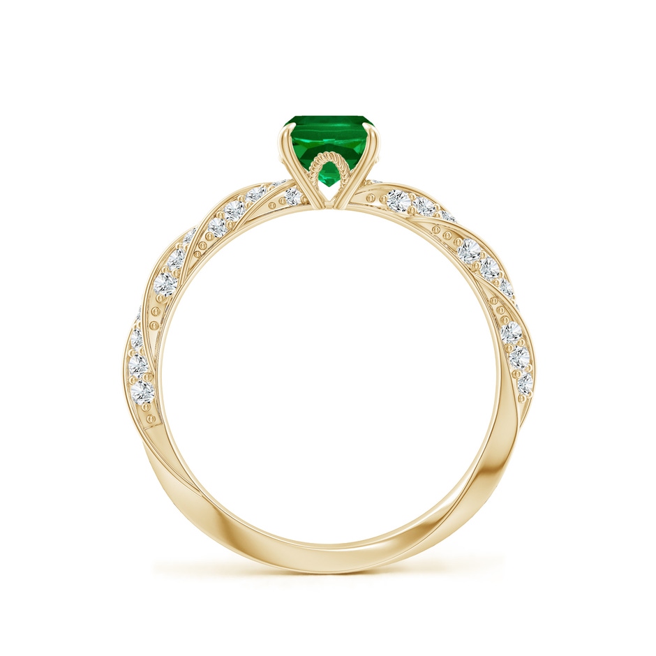 7x5mm Labgrown Cushion Rectangular Lab-Grown Emerald Twisted Rope Shank Engagement Ring in Yellow Gold side 199