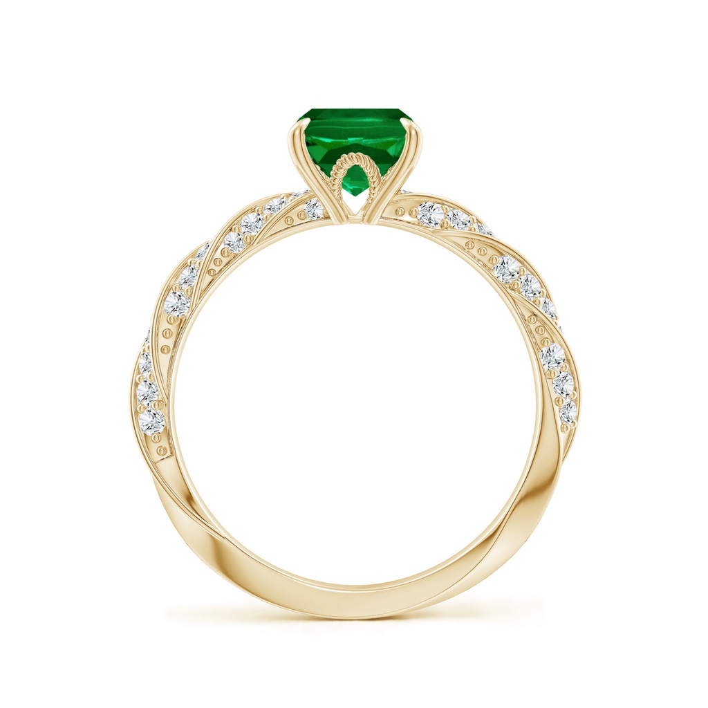 8x6mm Labgrown Cushion Rectangular Lab-Grown Emerald Twisted Rope Shank Engagement Ring in 18K Yellow Gold - side 199