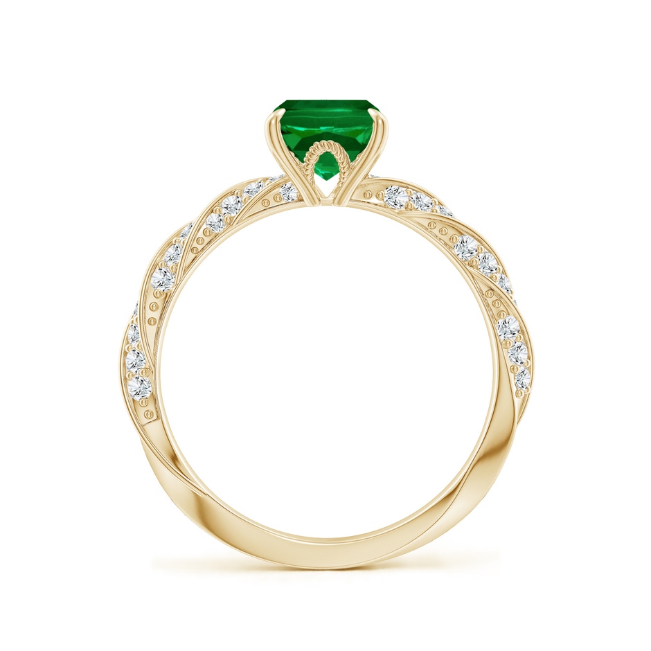 8x6mm Labgrown Cushion Rectangular Lab-Grown Emerald Twisted Rope Shank Engagement Ring in 18K Yellow Gold side 199