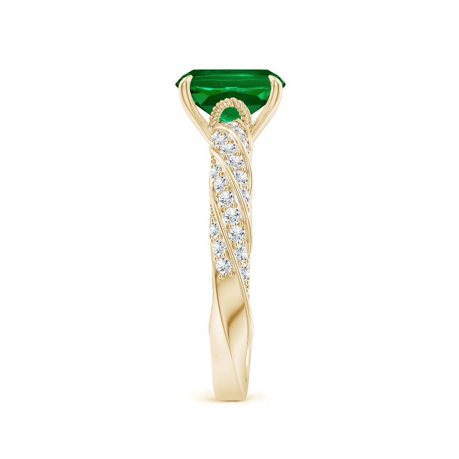 8x6mm Labgrown Cushion Rectangular Lab-Grown Emerald Twisted Rope Shank Engagement Ring in 18K Yellow Gold side 299