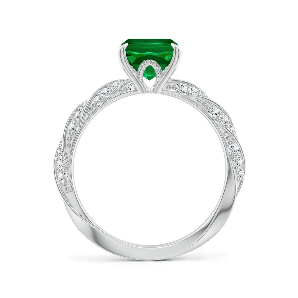 9x7mm Labgrown Cushion Rectangular Lab-Grown Emerald Twisted Rope Shank Engagement Ring in White Gold Side 199